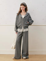 Lace Trim Fleece Hoodie Set