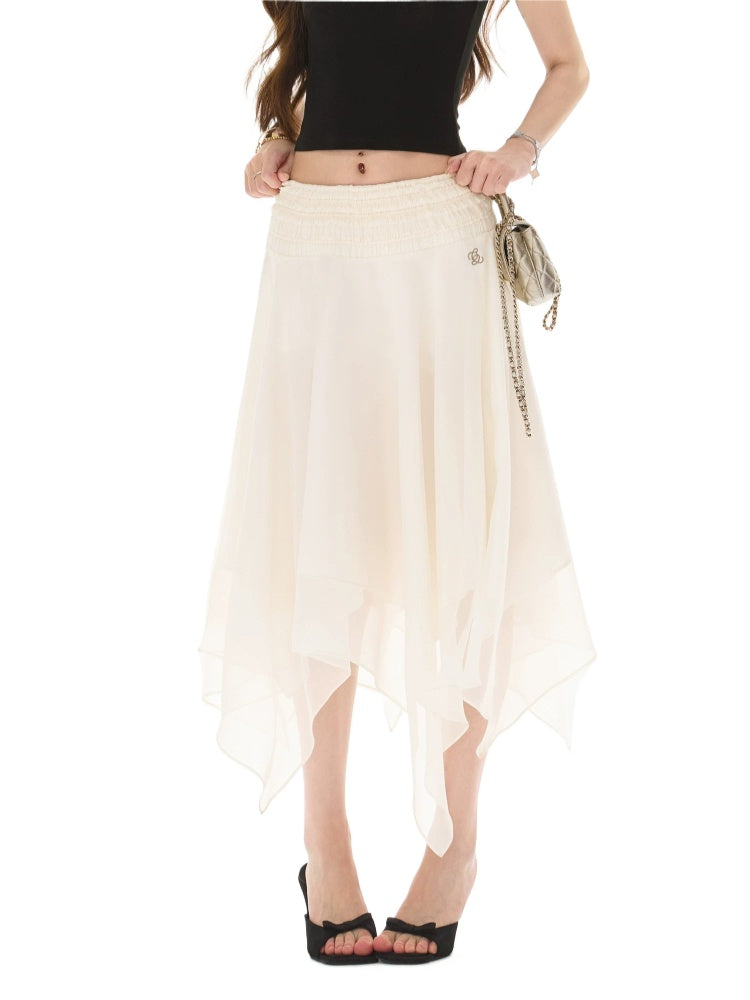 Asymmetrical Chiffon Midi Skirt