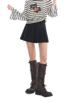Asymmetric Waist Pleated A-Line Skirt