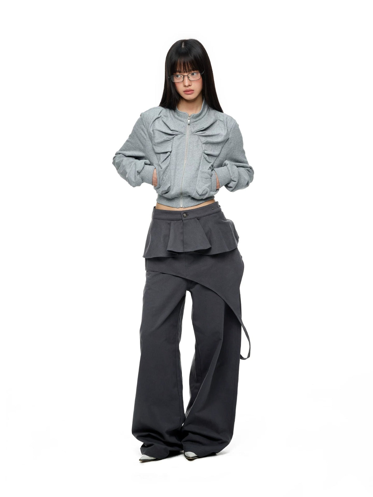 Detachable Layered Straight Leg Pants