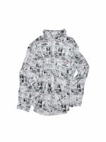 Vintage Newspaper Oversized Satin Shirt