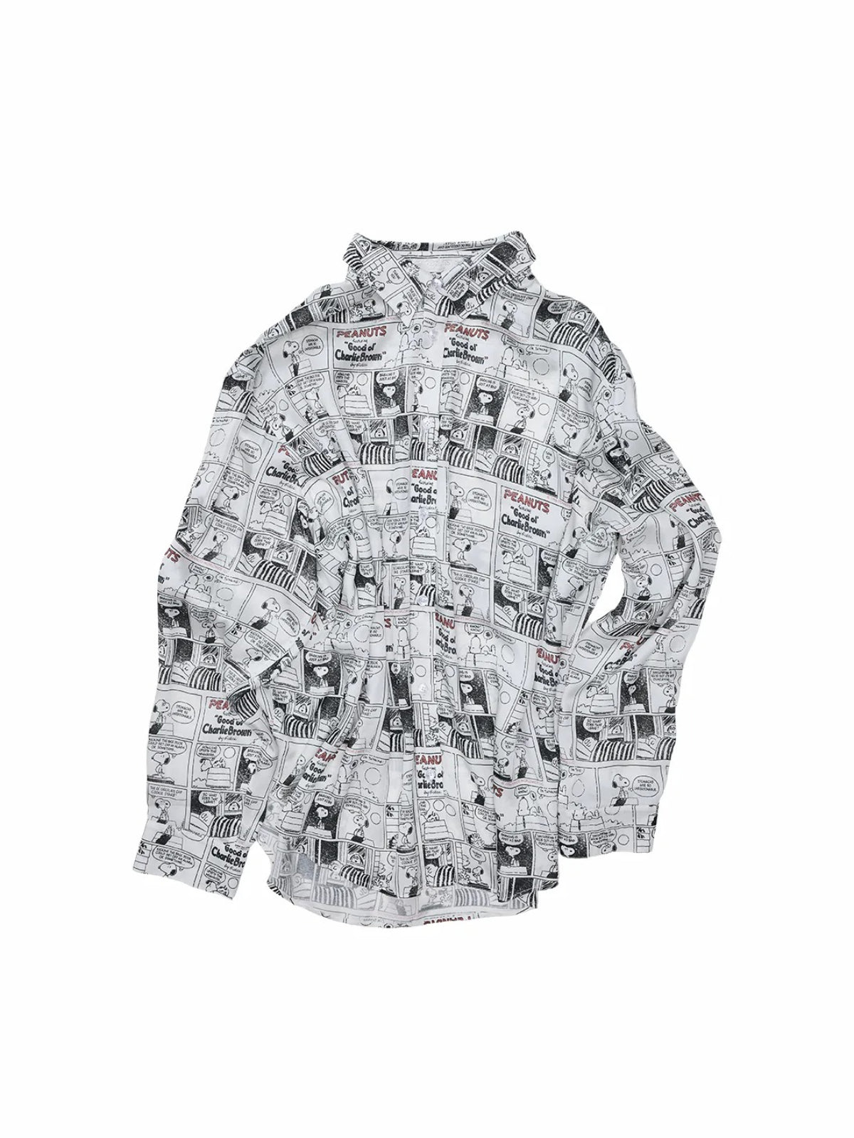 Vintage Newspaper Oversized Satin Shirt