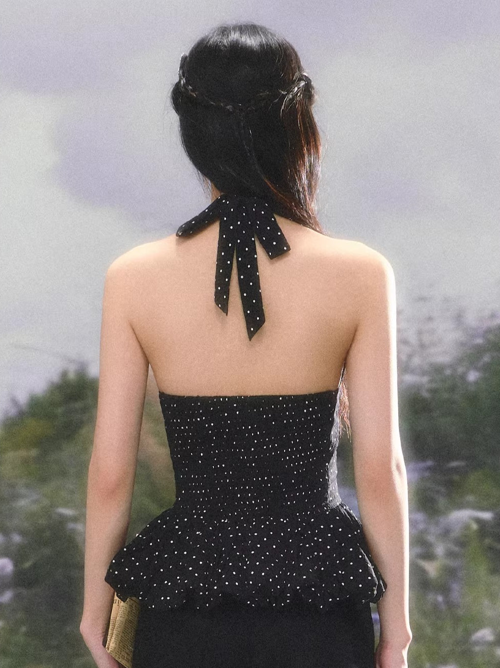 Black Polka Dot Halter Top