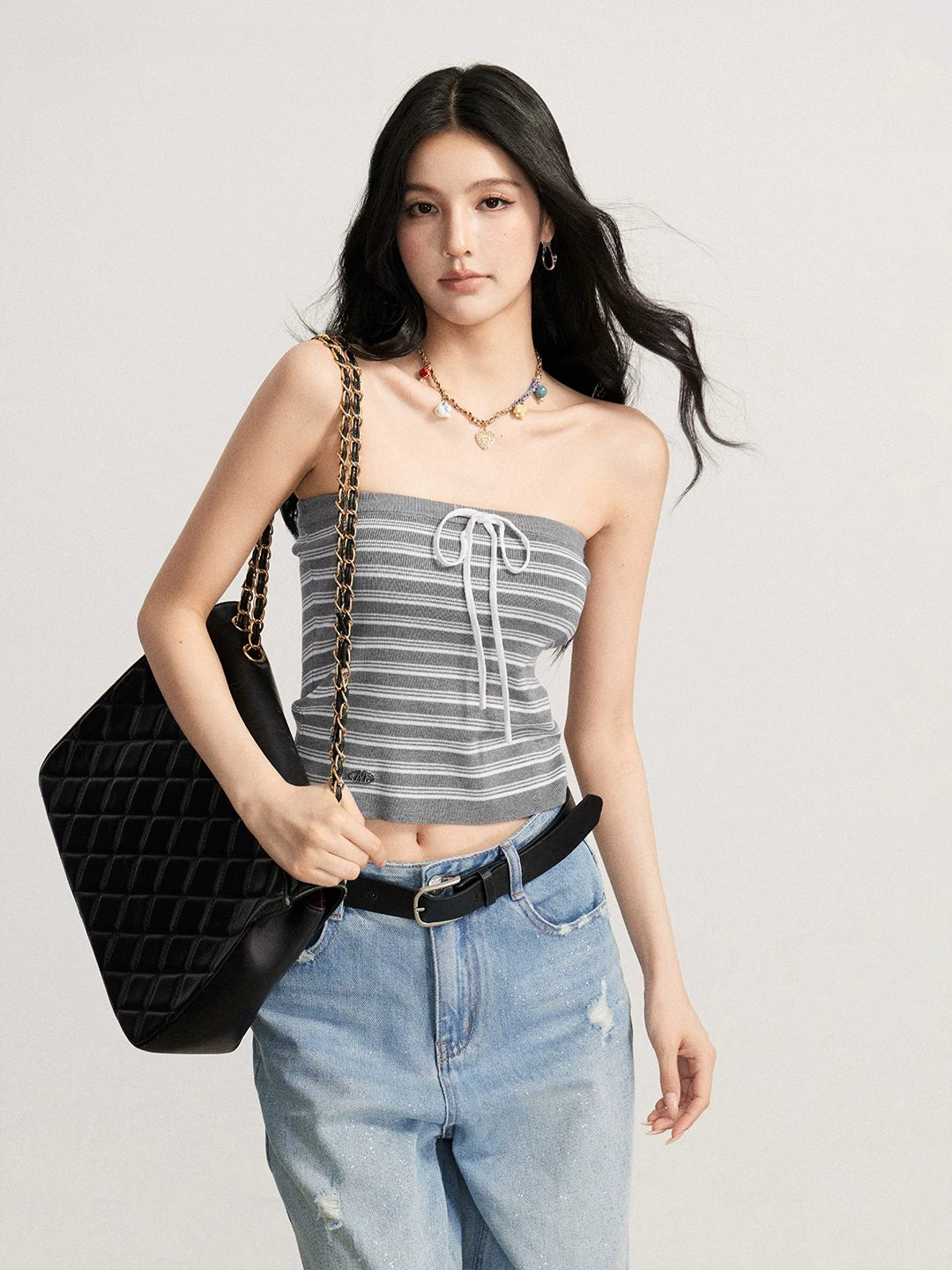 Striped Knit Tube Top
