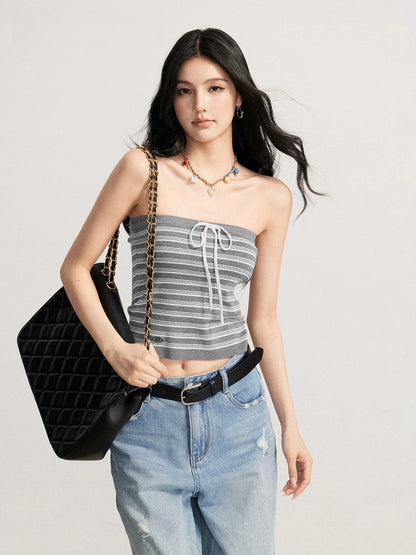 Striped Knit Tube Top