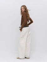 Asymmetric Draped Wool Blend Top