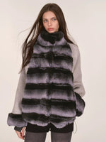 Gradient Faux Fur Wool Coat
