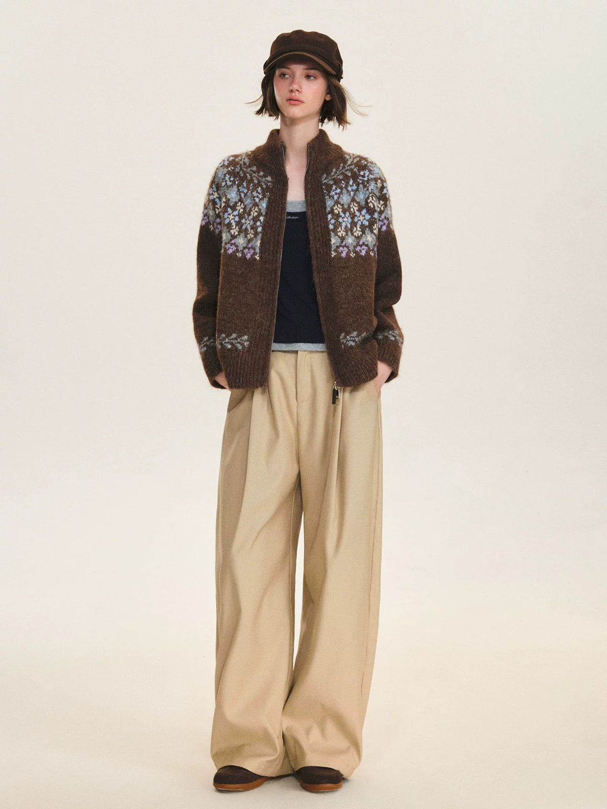 Vintage Fair Isle Zip Cardigan