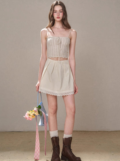 &quot;A Cup of Milk&quot; Relaxed Cotton Trench &amp; Skirt Set