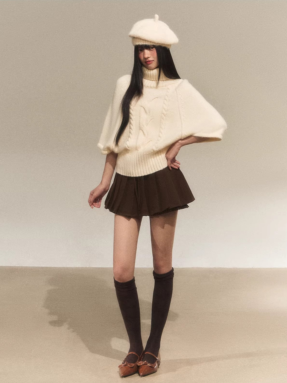 High-Neck Jacquard Knit Top