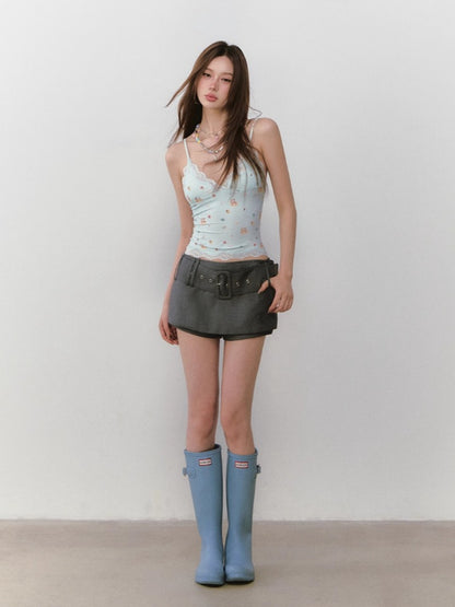 Printed Lace Trimmed Camisole