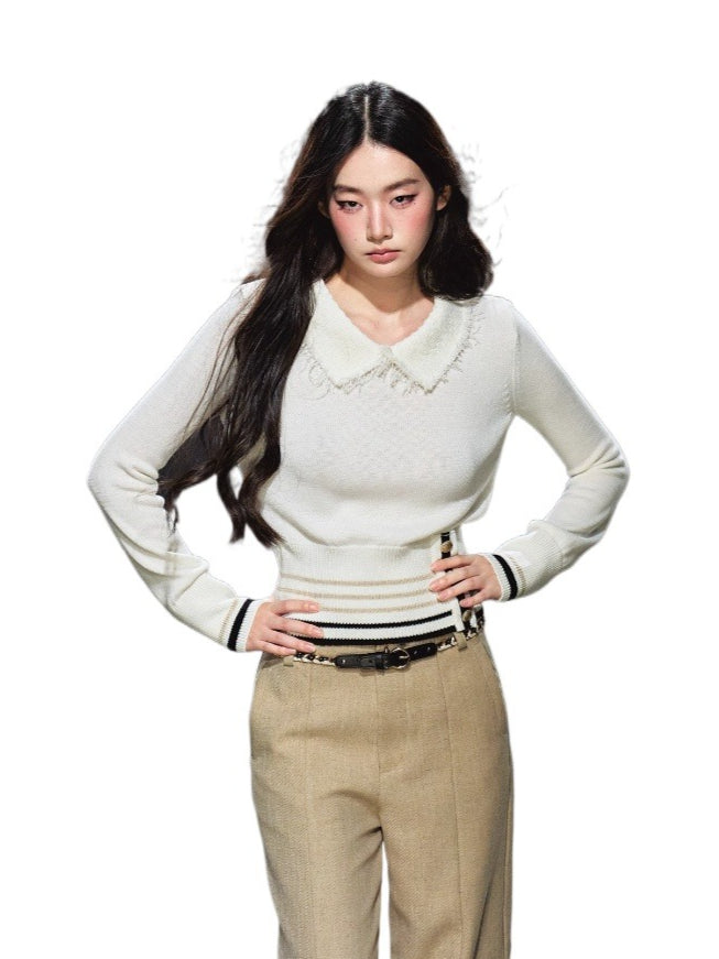 Peter Pan Collar Stripe Sweater