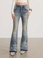 Blue Washed Flare Jeans