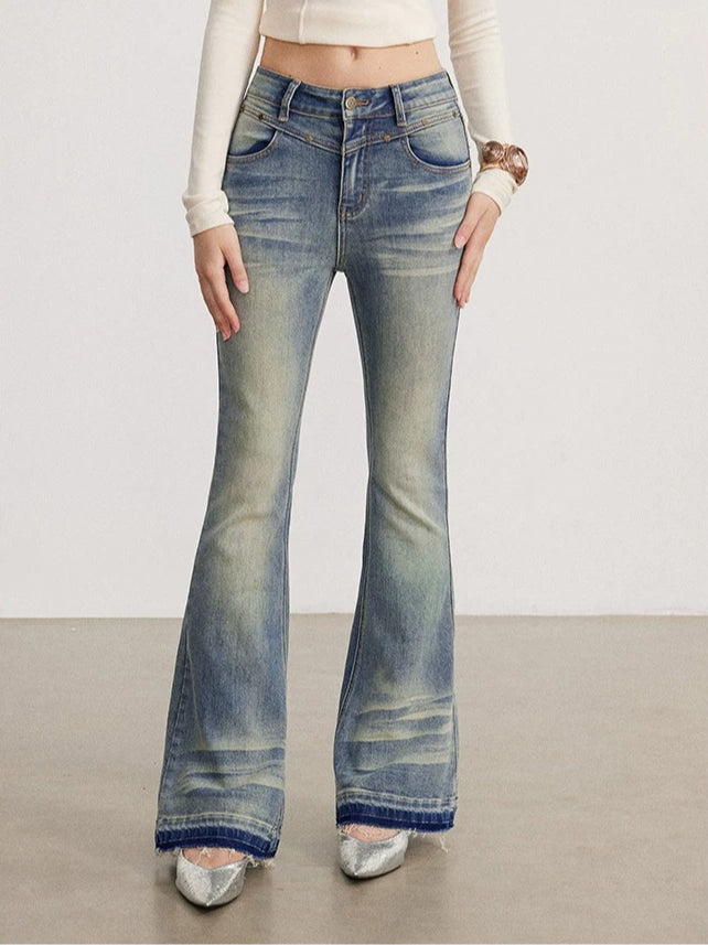 Blue Washed Flare Jeans