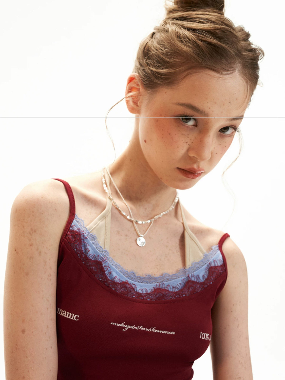 Layered Embroidered Letter Cami Top