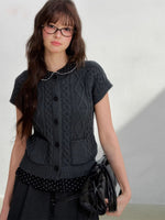 Pink & Gray Layered Knit Cardigan