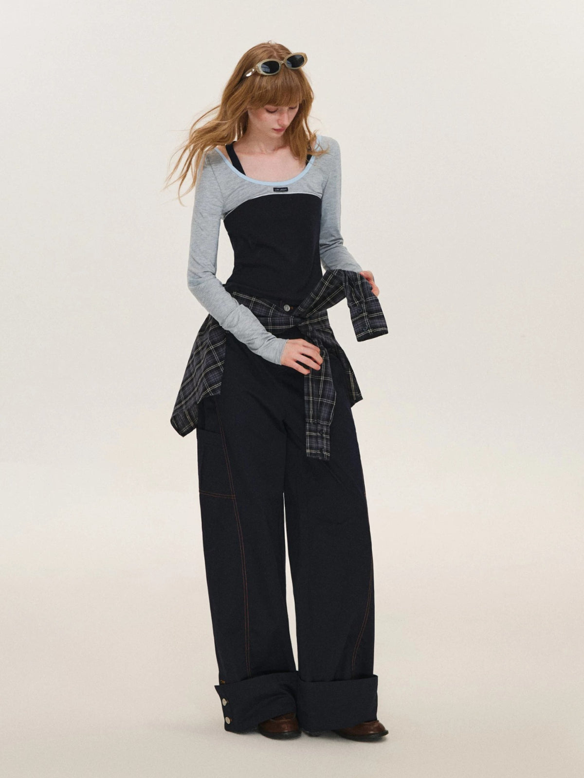 Ballet Contrast U Neck Layered Top