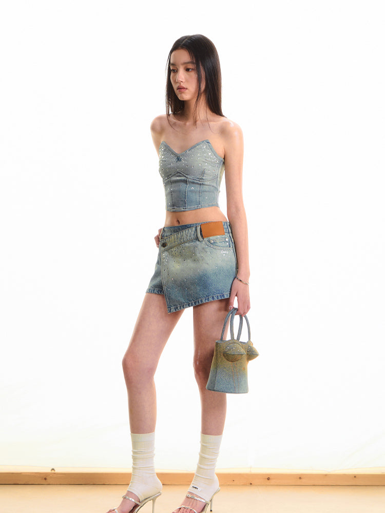 Modern Rhinestone Galaxy A-line Skirt