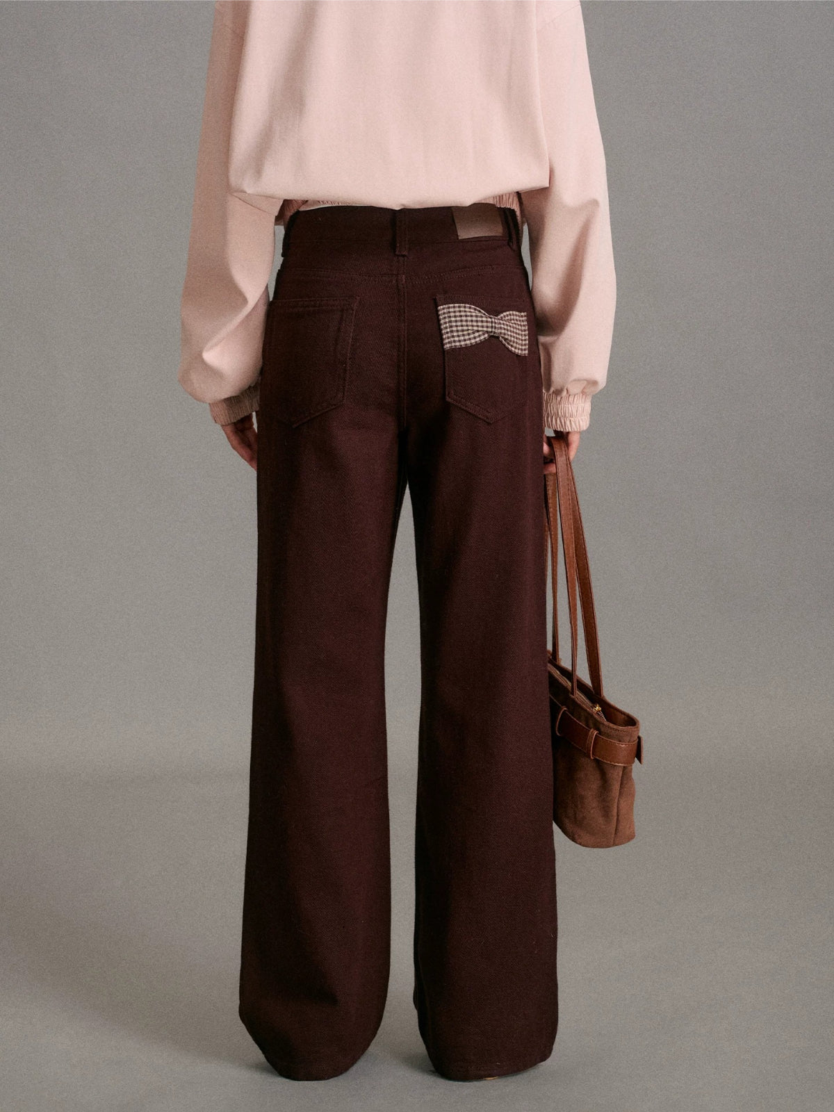 Chocolate Plaid Straight Jeans