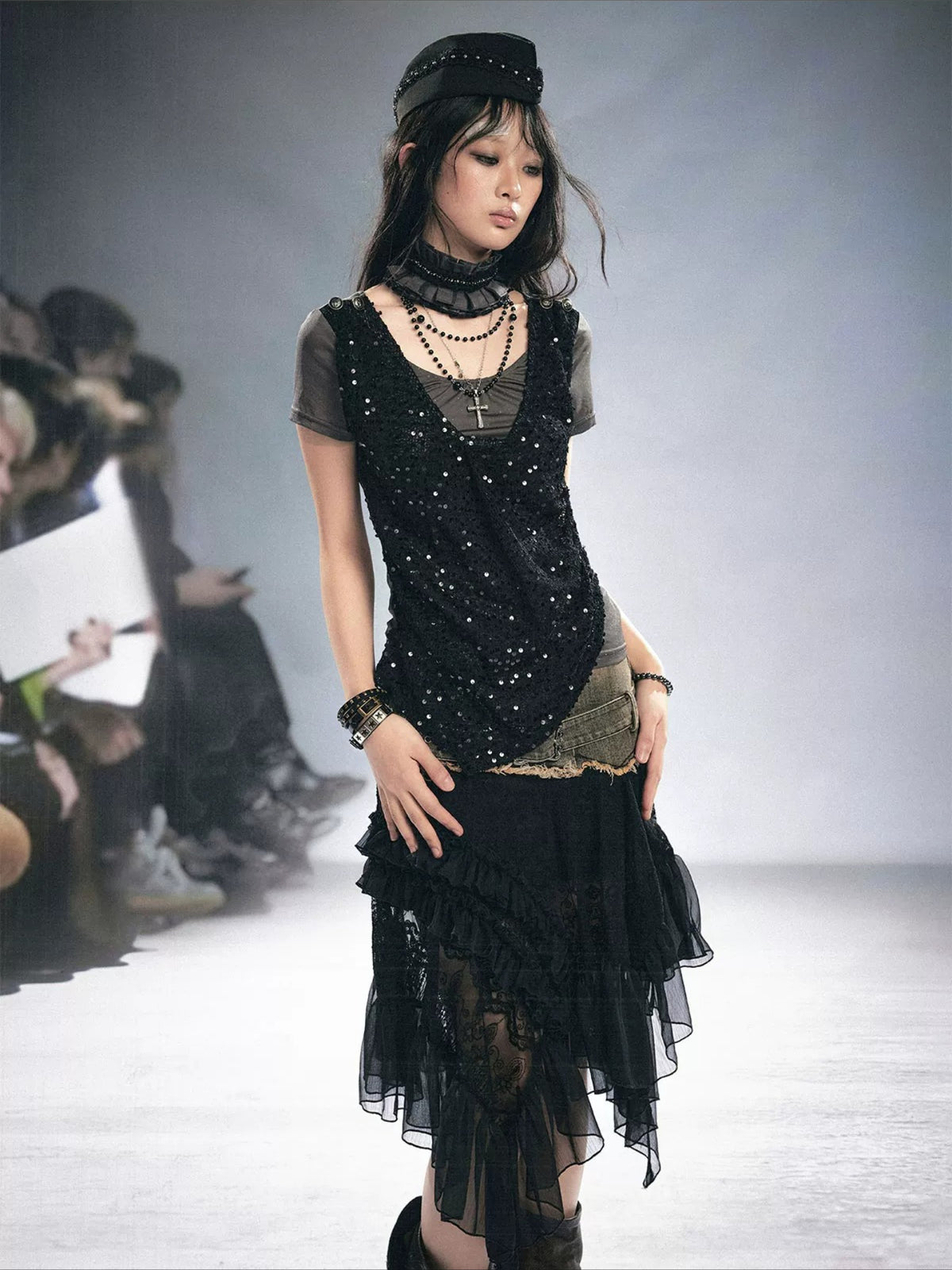 Lace Denim Skirt