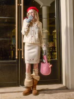 Fair Isle Rose Embroidered Cardigan & Skirt Set