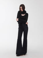 Crewneck Textured Open-Knit Wool Sweater