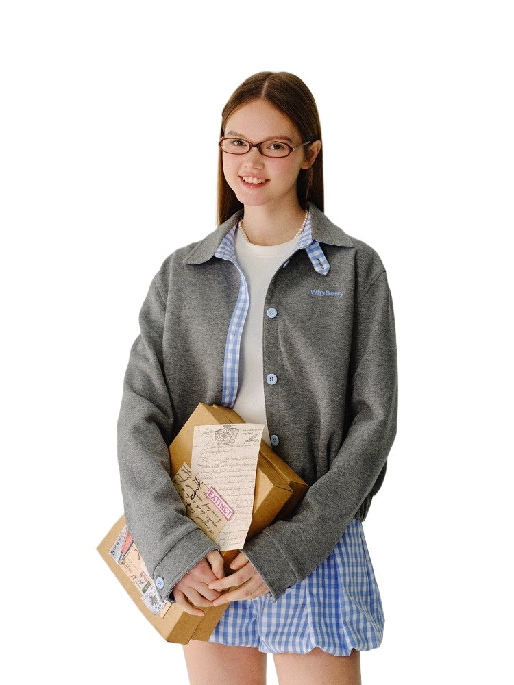 Collared Sweatshirt Patchwork Short Jacket
