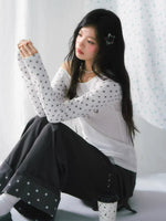 Star Detail Wide-Leg Pants