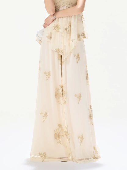 Embroidered Halter Top &amp; Pants Set