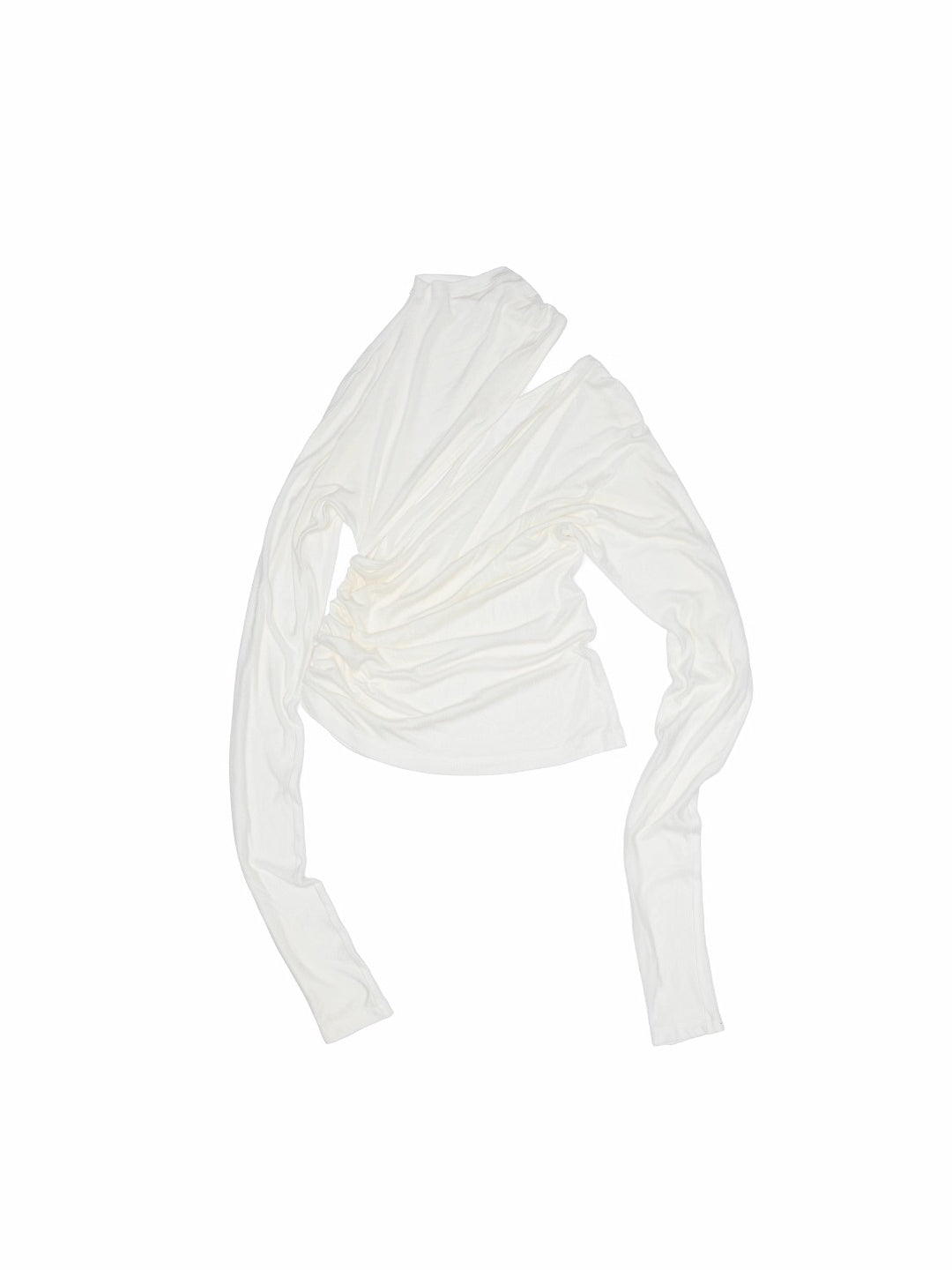 Draped Lyocell Wool Cutout Blouse