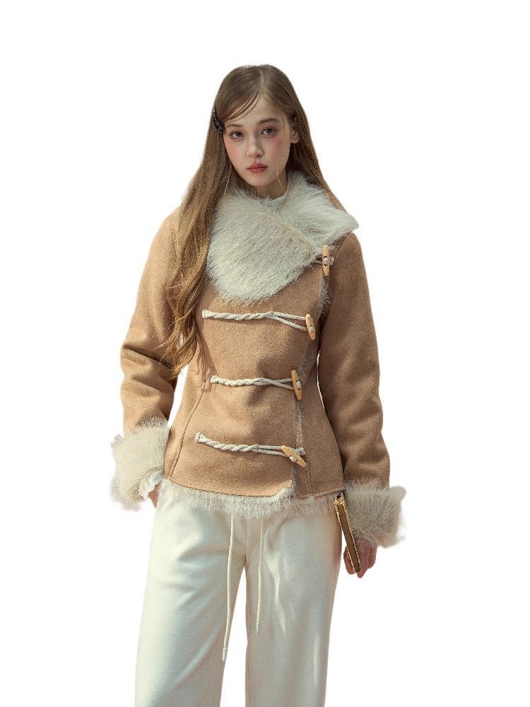 Faux-Suede Toggle Duffle Coat