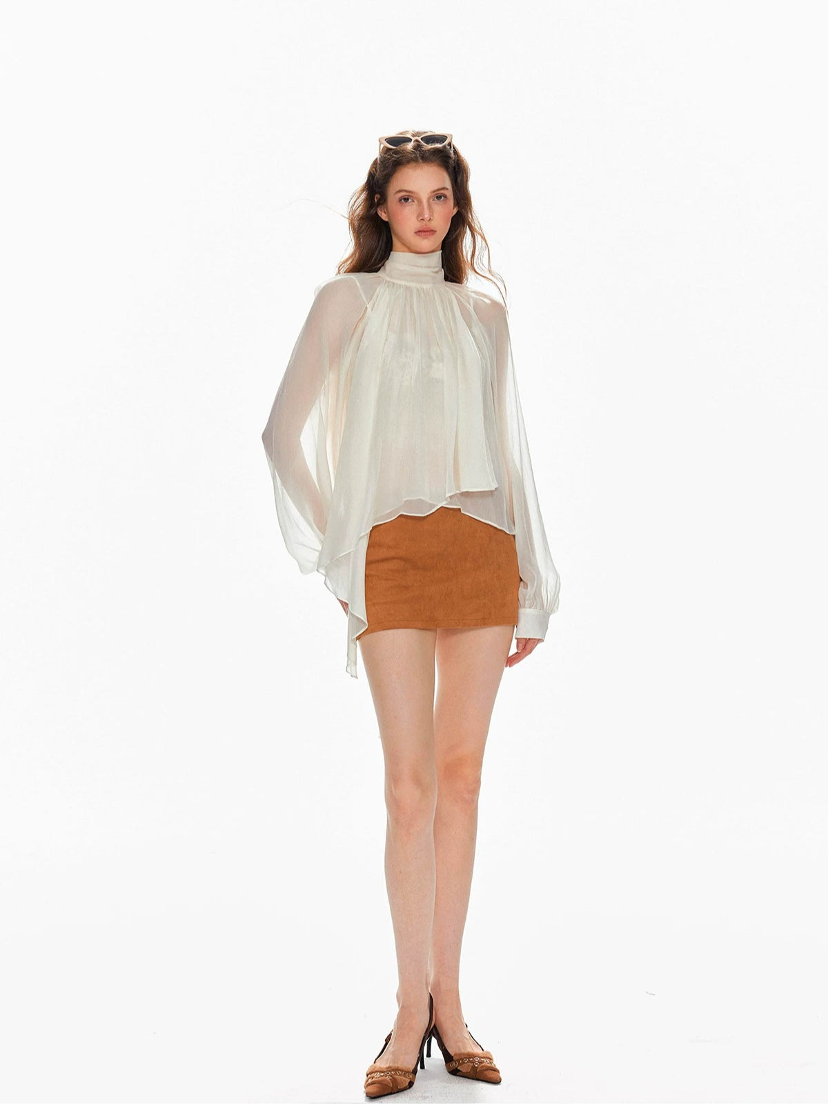 Low Waist Suede Mini A-Line Skirt