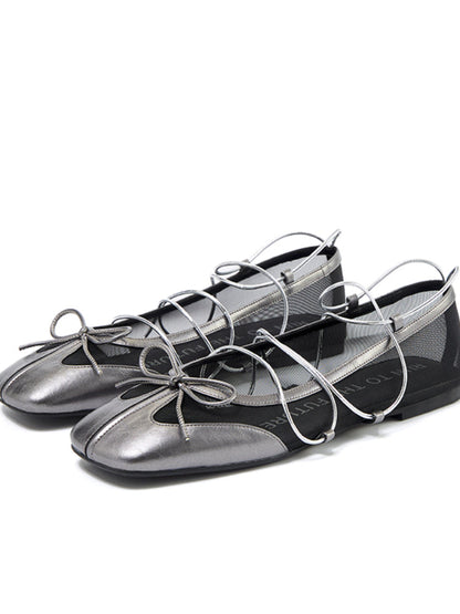 Sheepskin Microfiber Mesh Strap Mary Jane Flats
