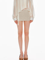 Low Waist Suede Mini A-Line Skirt