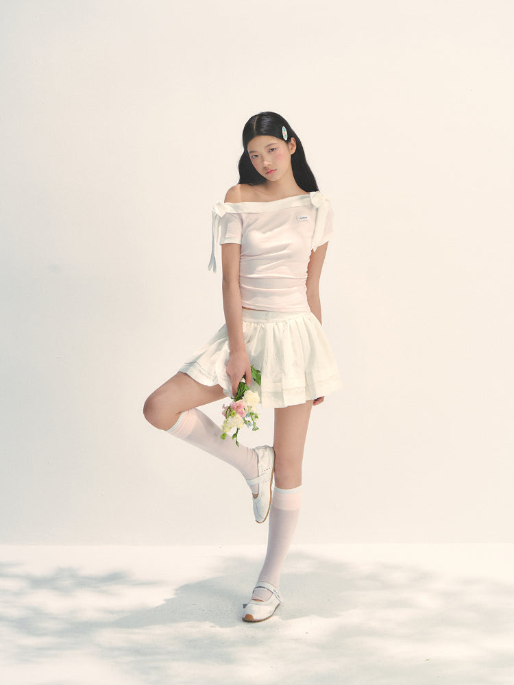 Asymmetric Shoulder Slimming Short-sleeve T-Shirt