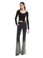 Silk Wool Embroidered Asymmetric Bottoming Top