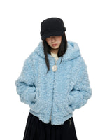 Faux Wool Hooded Short Coat