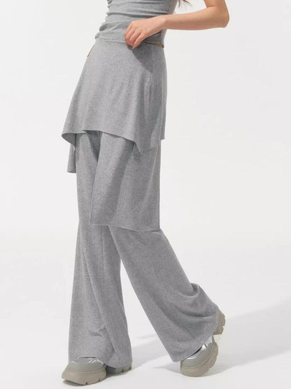 One Shoulder Irregular Slanted Pleat T-shirt &amp; Pants Set
