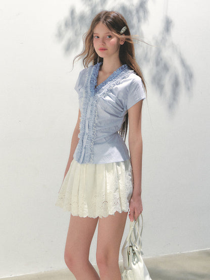 Embroidered Elastic Waist Skirt