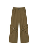 Khaki Loose-fit Cargo Straight-leg Pants