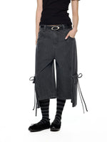 Washed Denim Cargo Pants