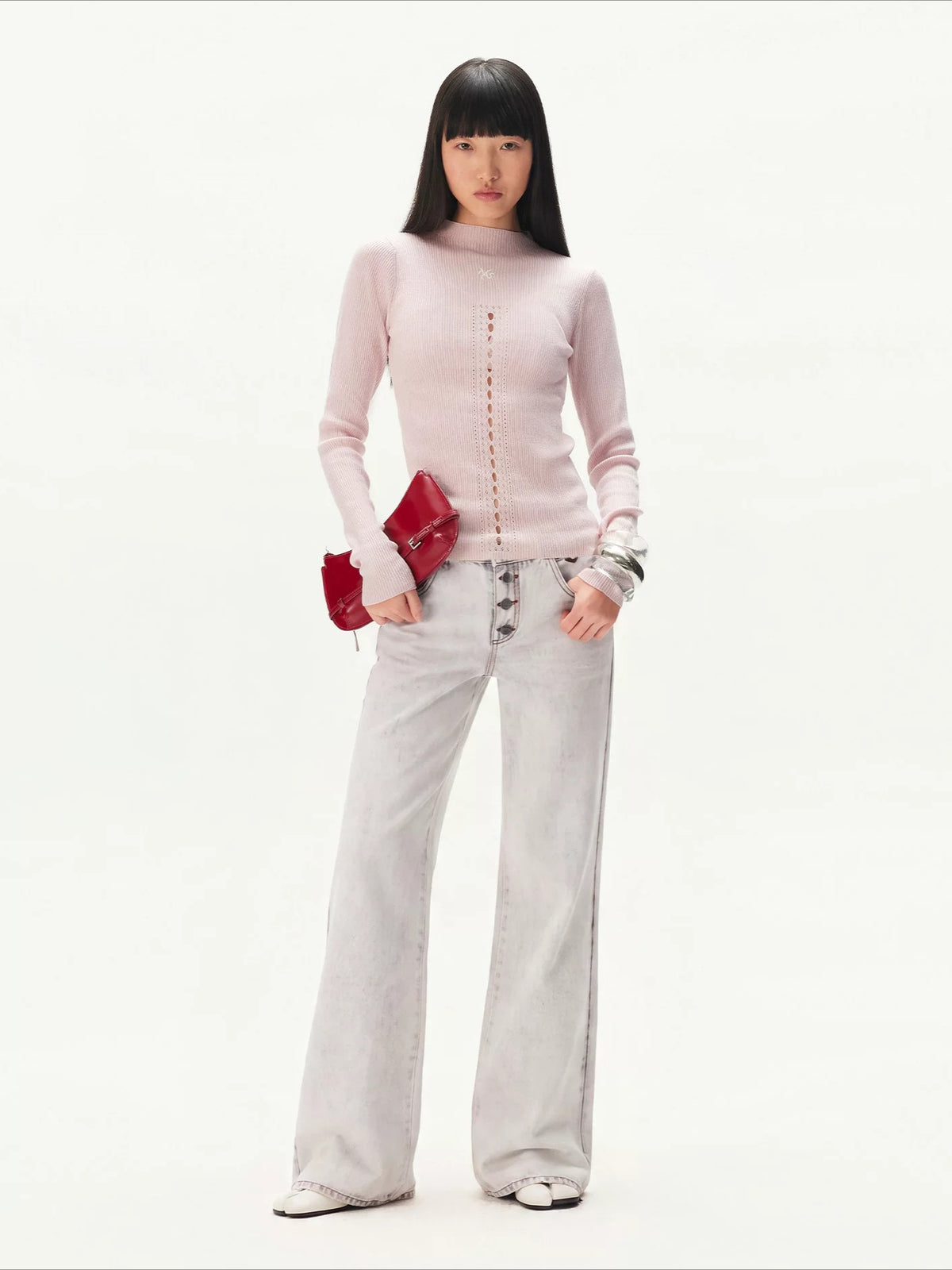 Ballet Cutout Ribbed Knit Top