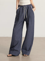 Plaid Folded Wide-Leg Pants