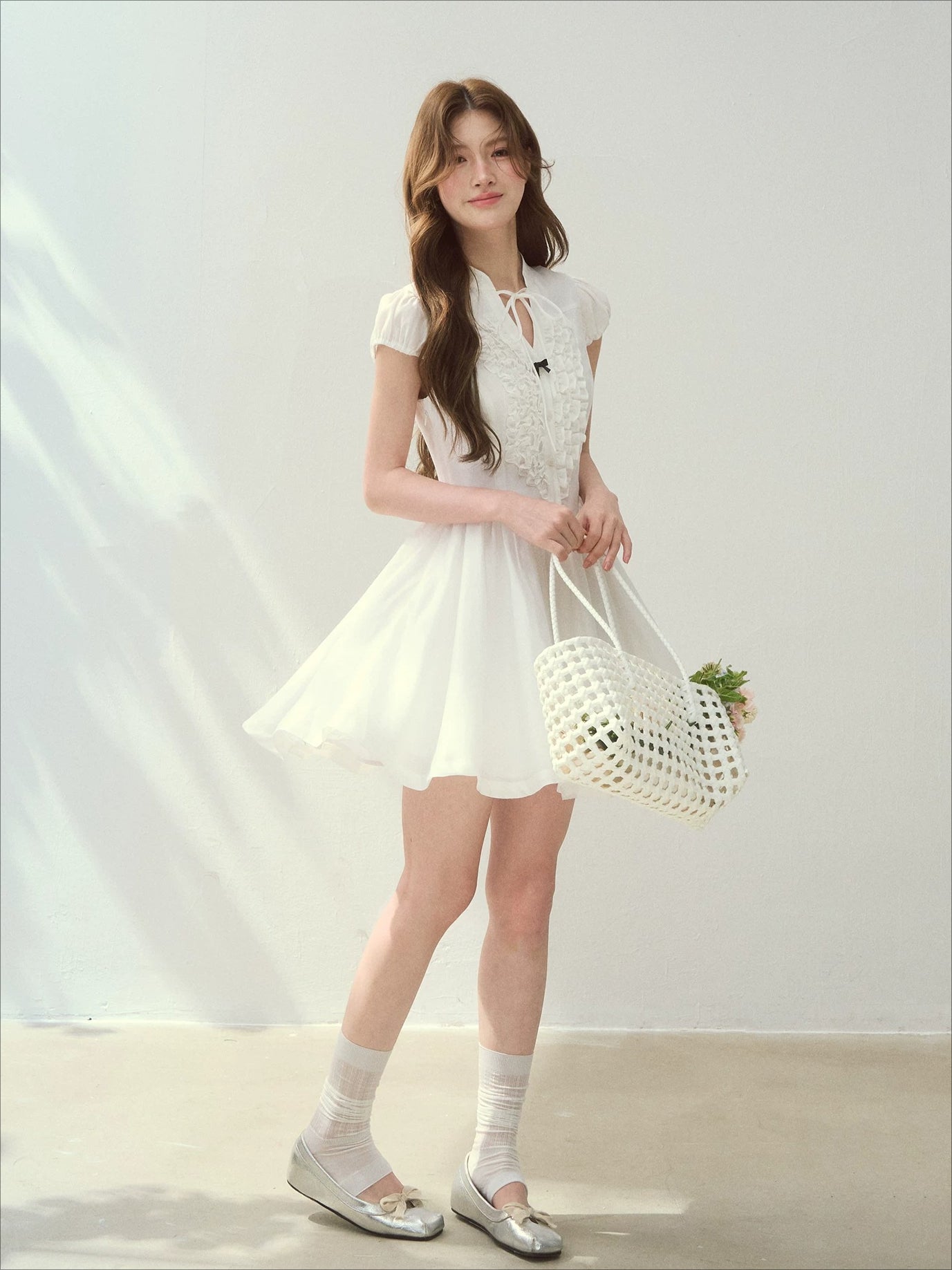 White &amp; Green Island Diary Dress