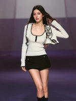 Rose Trim Cardigan Set