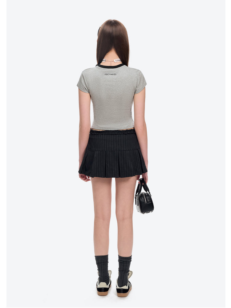 Neckline Bow Cotton T-shirt