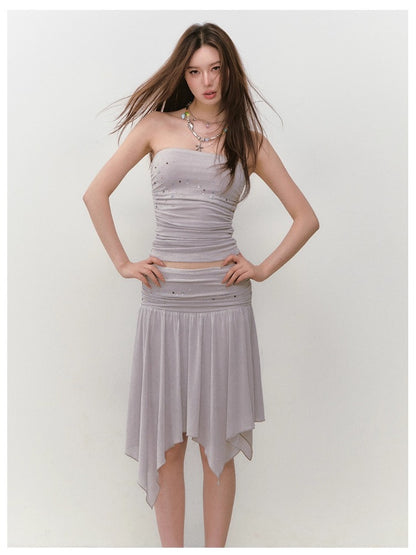 Star Beaded Ruffled Acetate Bustier