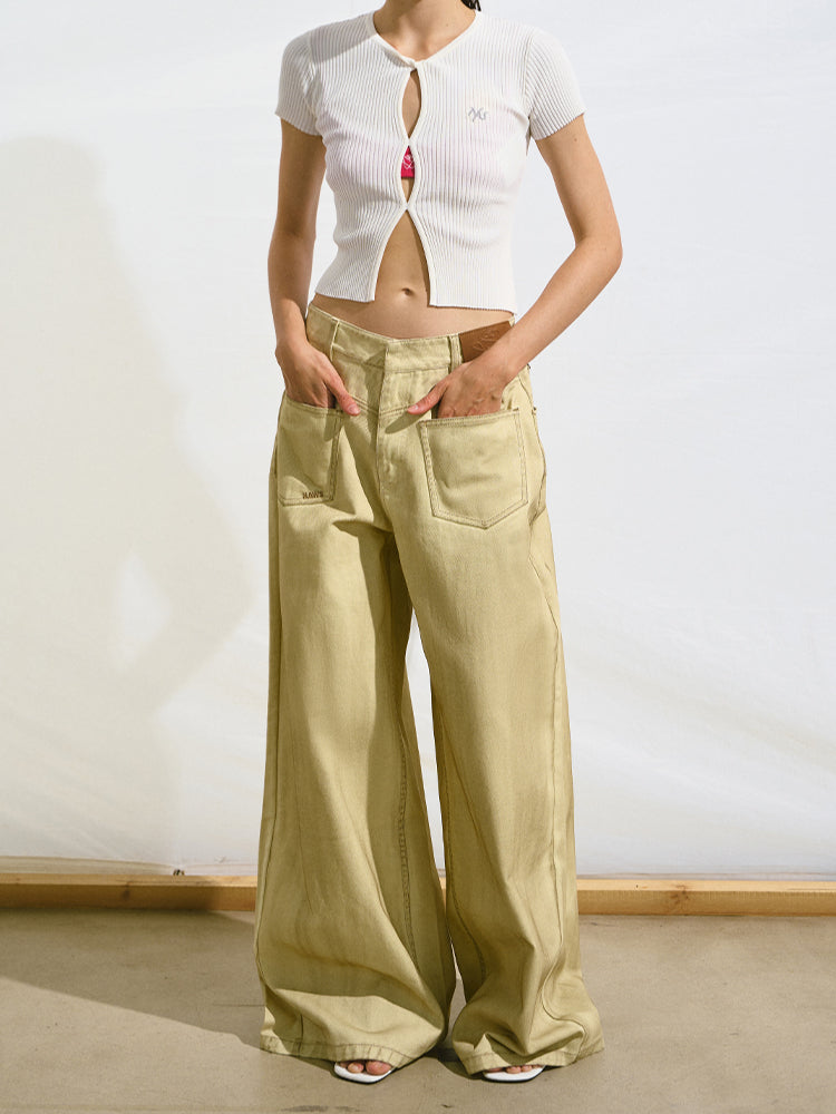 Vintage Washed Loose Casual Wide-Leg Pants
