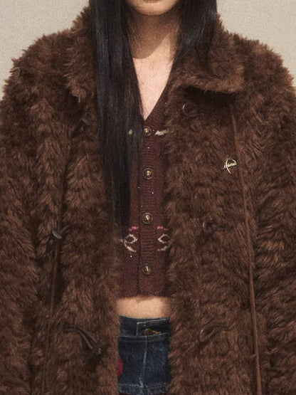 Vintage Faux Fur Toggle Coat
