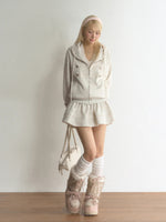 Floral Military Detail Zip-Up Hoodie